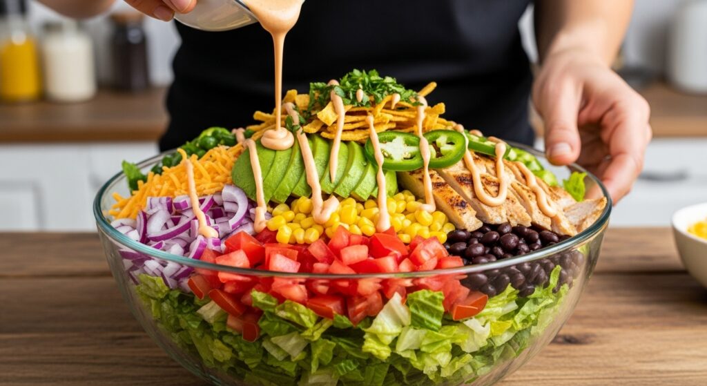 Assemble the chicken ranch Salad