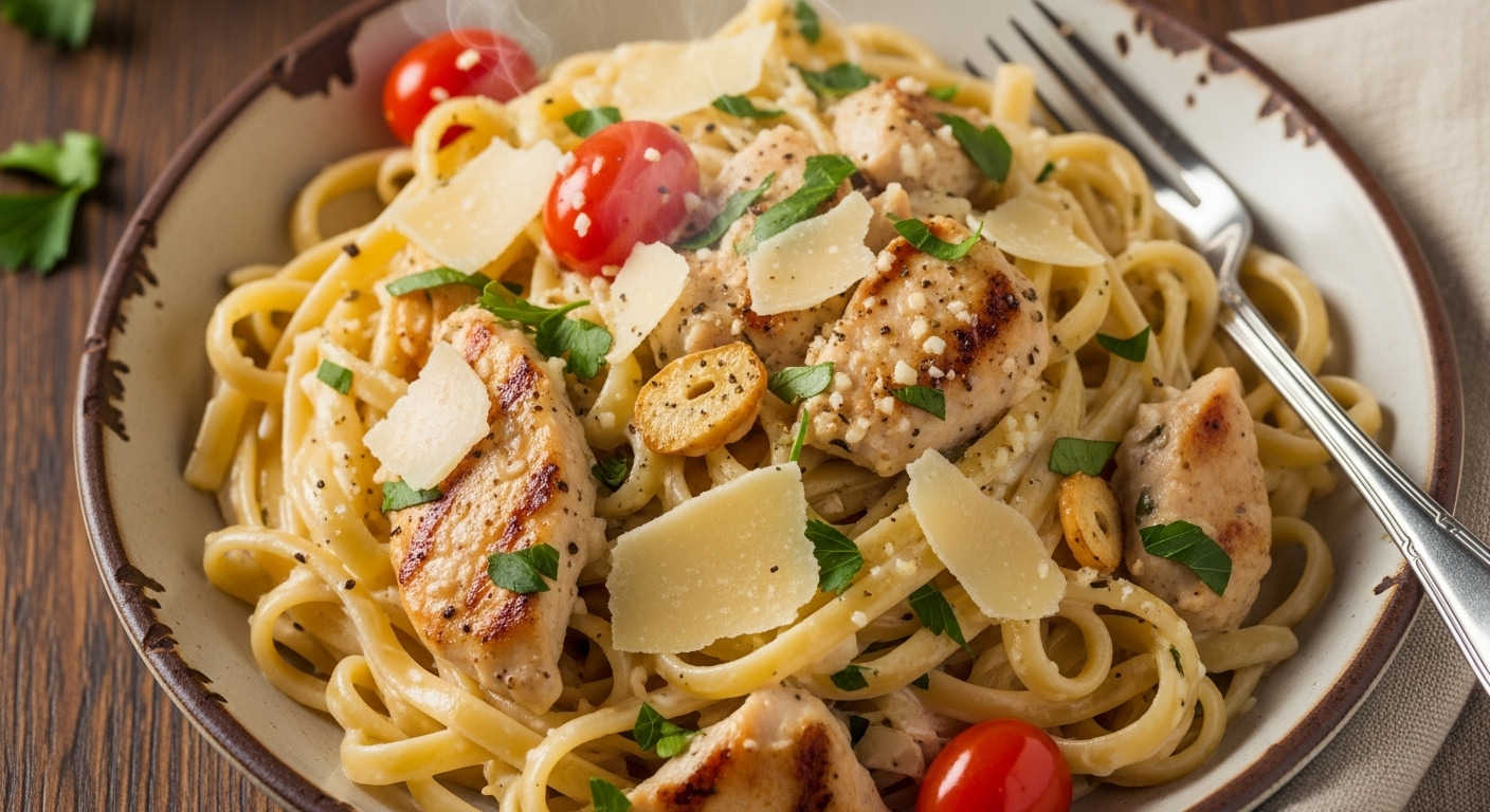 Rich & Creamy Garlic Parmesan Chicken Pasta